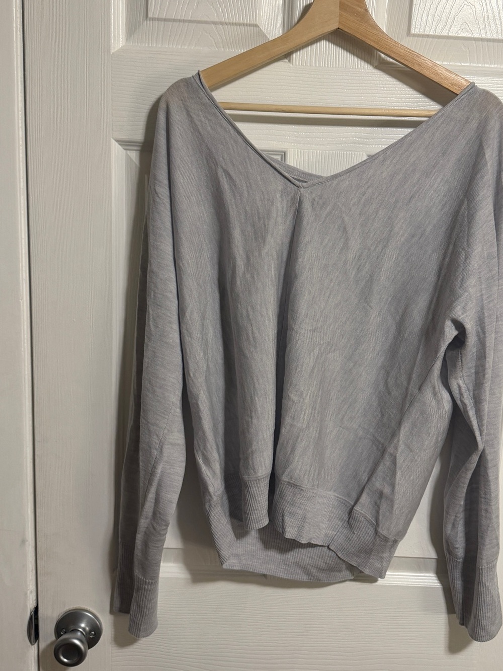 J.Crew Light Gray Off-Shoulder Long Sleeve Sweater NWT - Picture 2 of 7